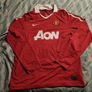 Manchester United 2010-11 Long Sleeved Nike Home Jersey Men's‎ Size Large